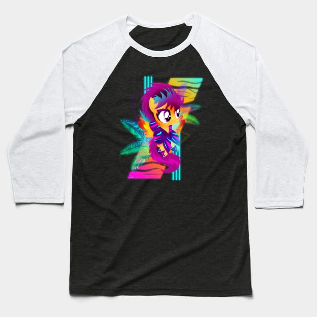 Synthwave Scootaloo Baseball T-Shirt by Ilona's Store